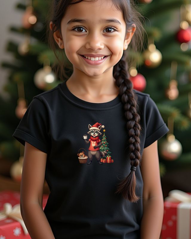 Waschbär-Mama zu Weihnachten – Cartoon ohne Text – T-Shirt