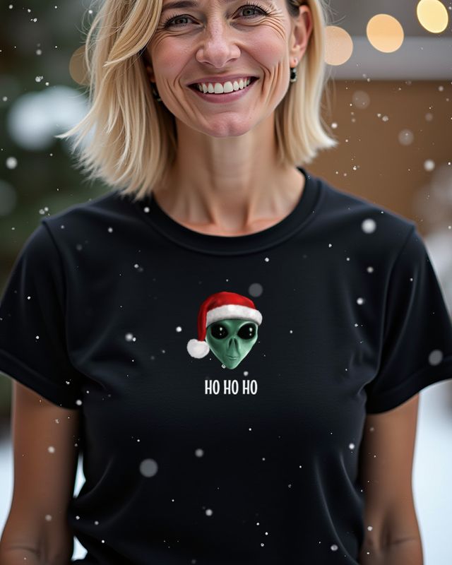 Weihnachts Alien - Ho Ho Ho - Lustiges Sci-Fi Motiv – T-Shirt