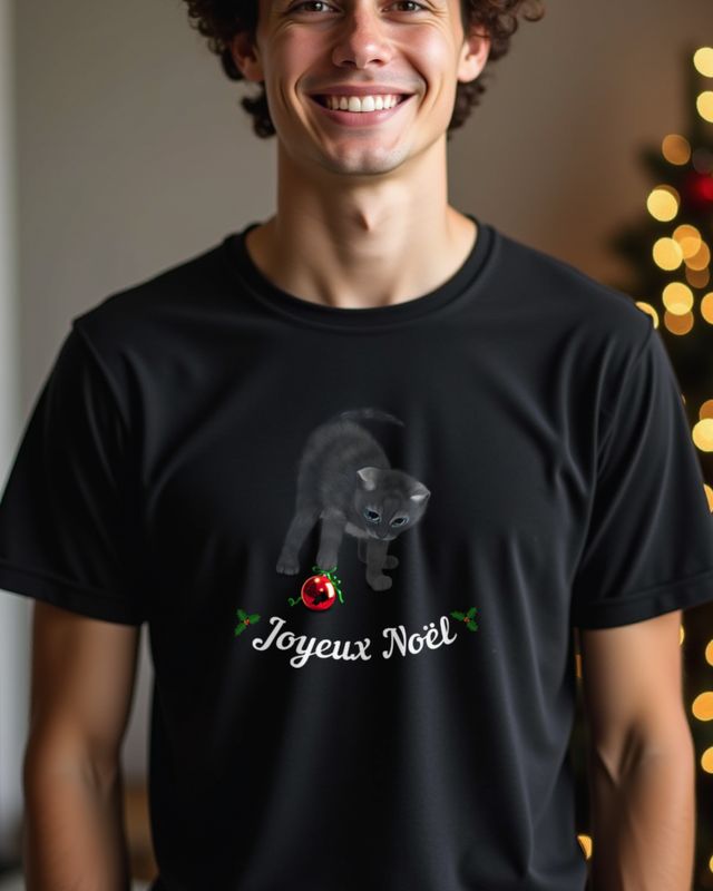 Christmas Kitten Joyeux Noël - Cute Cat Christmas Shirt – T-Shirt