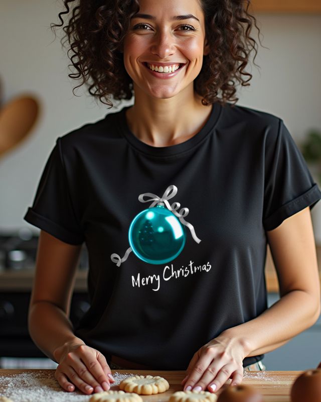 Weihnachtskugel in Blau - Festliches Weihnachtsmotiv – T-Shirt