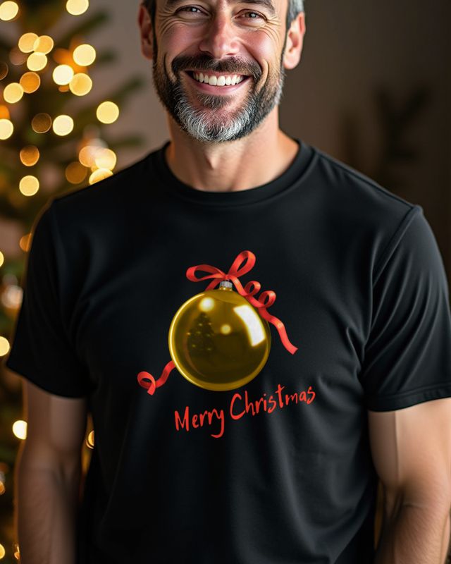 Gold Christmas Ornament - Festive Holiday Bauble Design – T-Shirt