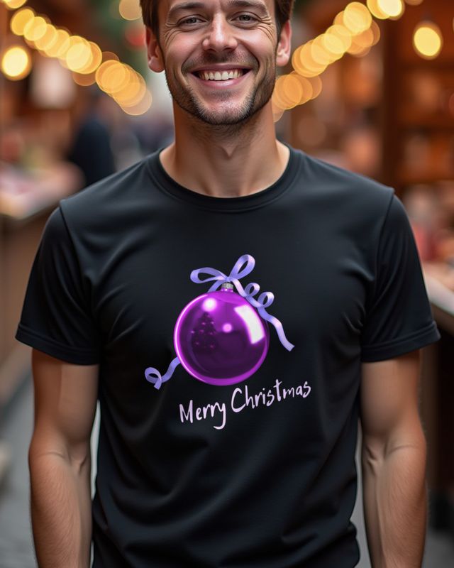 Pink Christmas Ornament - Festive Holiday Bauble Design – T-Shirt