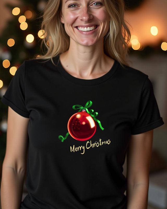 Weihnachtskugel in Rot - Festliches Weihnachtsmotiv – T-Shirt