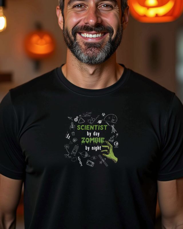 Wissenschaftler am Tag Zombie bei Nacht - Lustig – T-Shirt