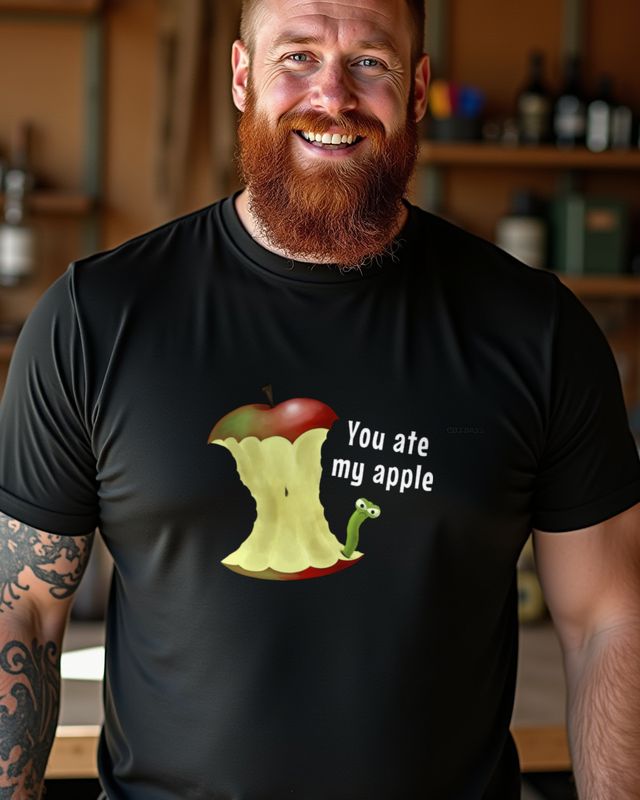 Wütender Apfelwurm You Ate My Apple - Lustiges Motiv – T-Shirt