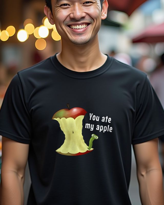 Wütender Apfelwurm You Ate My Apple - Lustiges Motiv – T-Shirt