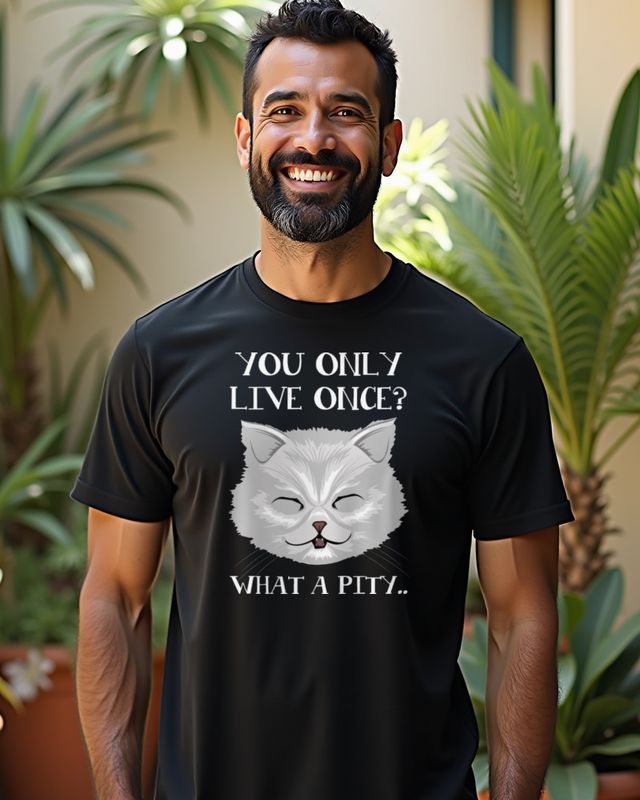 You Only Live Once What a Pity - Sarcastic Cat โ T-Shirt