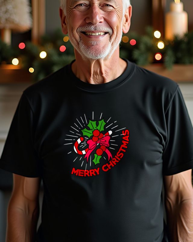 Christmas Candy Cane with Ribbon - Sweet Holiday Design – T-Shirt